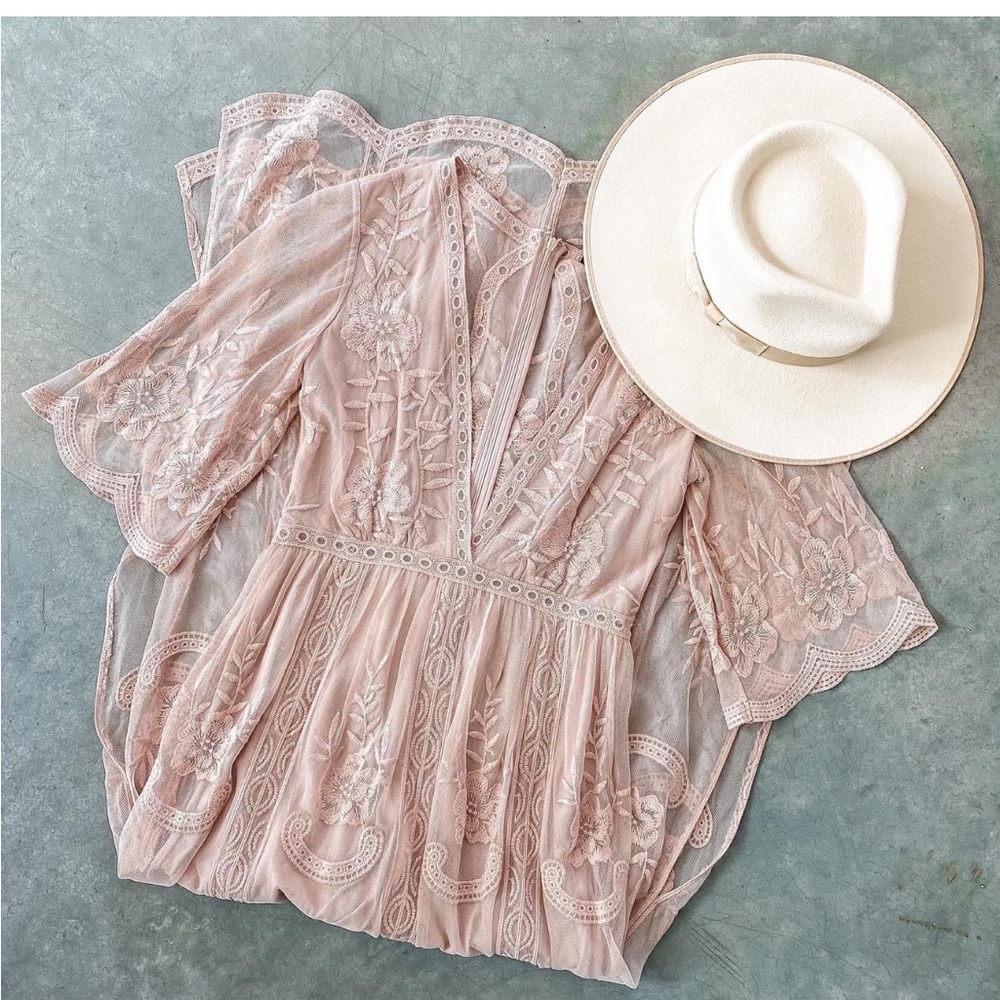 NWT lace, French rose maxi
